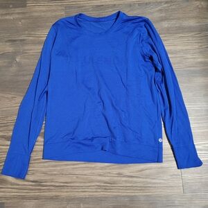 lululemon Breeze Women Long-Sleeve Athletic Top — Blue Size 6 Logo